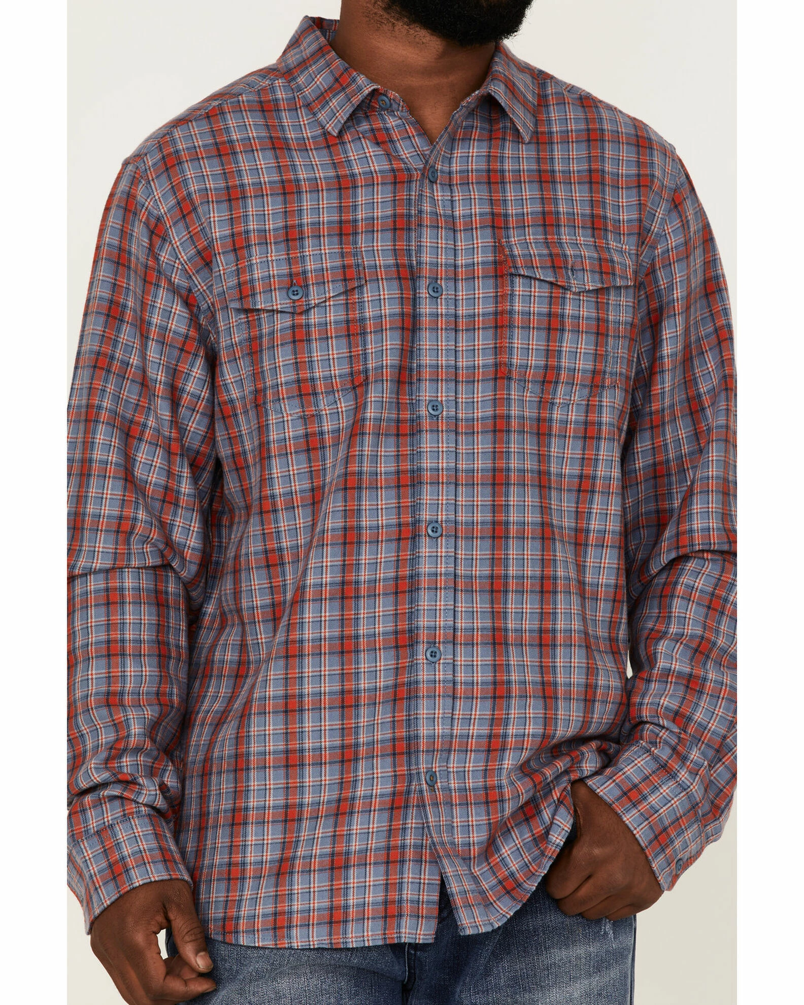 Brothers & Sons Men's Plaid Indigo Long Sleeve Button-Down Western Shirt 5 Brothers & Sons Men's Plaid Indigo Long Sleeve Button-Down Western Shirt - Image 3