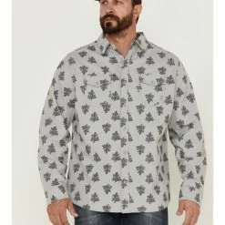 Brothers & Sons Men's All-Over Floral Print Long Sleeve Button-Down Western Shirt  Light Grey -Brothers + Sons shop 2000365114 025 P1 1