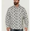 Brothers & Sons Men's All-Over Floral Print Long Sleeve Button-Down Western Shirt  Light Grey