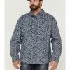 Brothers & Sons Men's All-Over Print Long Sleeve Button-Down Western Shirt  Navy