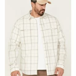 Brothers & Sons Men's Large White Plaid Performance Long Sleeve Button-Down Western Shirt 
