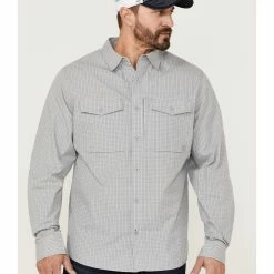 Brothers & Sons Men's Small Plaid Long Sleeve Button-Down Western Shirt Light Grey -Brothers + Sons shop 2000365118 025 P1 1