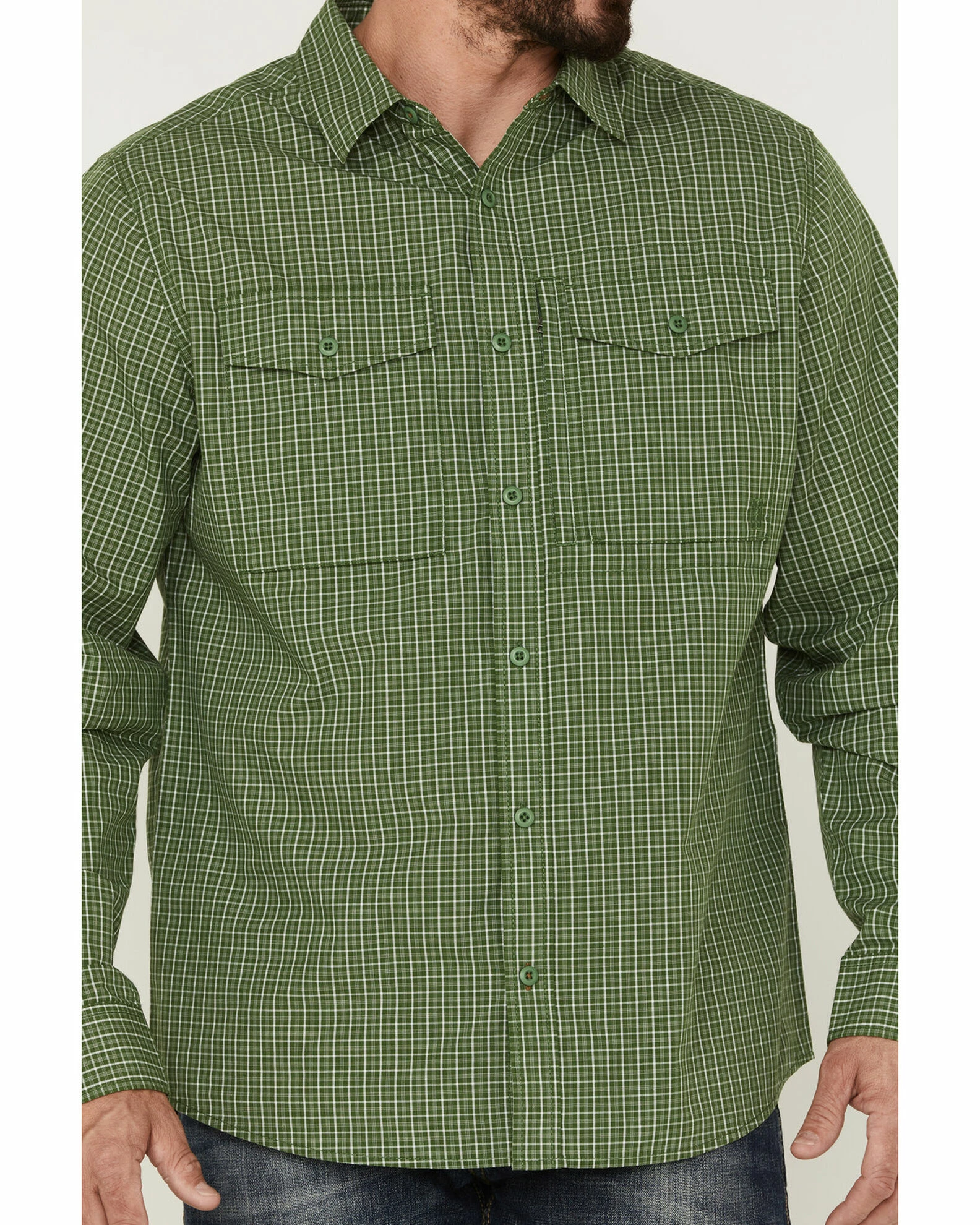 Brothers & Sons Men's Small Plaid Long Sleeve Button-Down Western Shirt Kelly Green 5 Brothers & Sons Men's Small Plaid Long Sleeve Button-Down Western Shirt Kelly Green - Image 3
