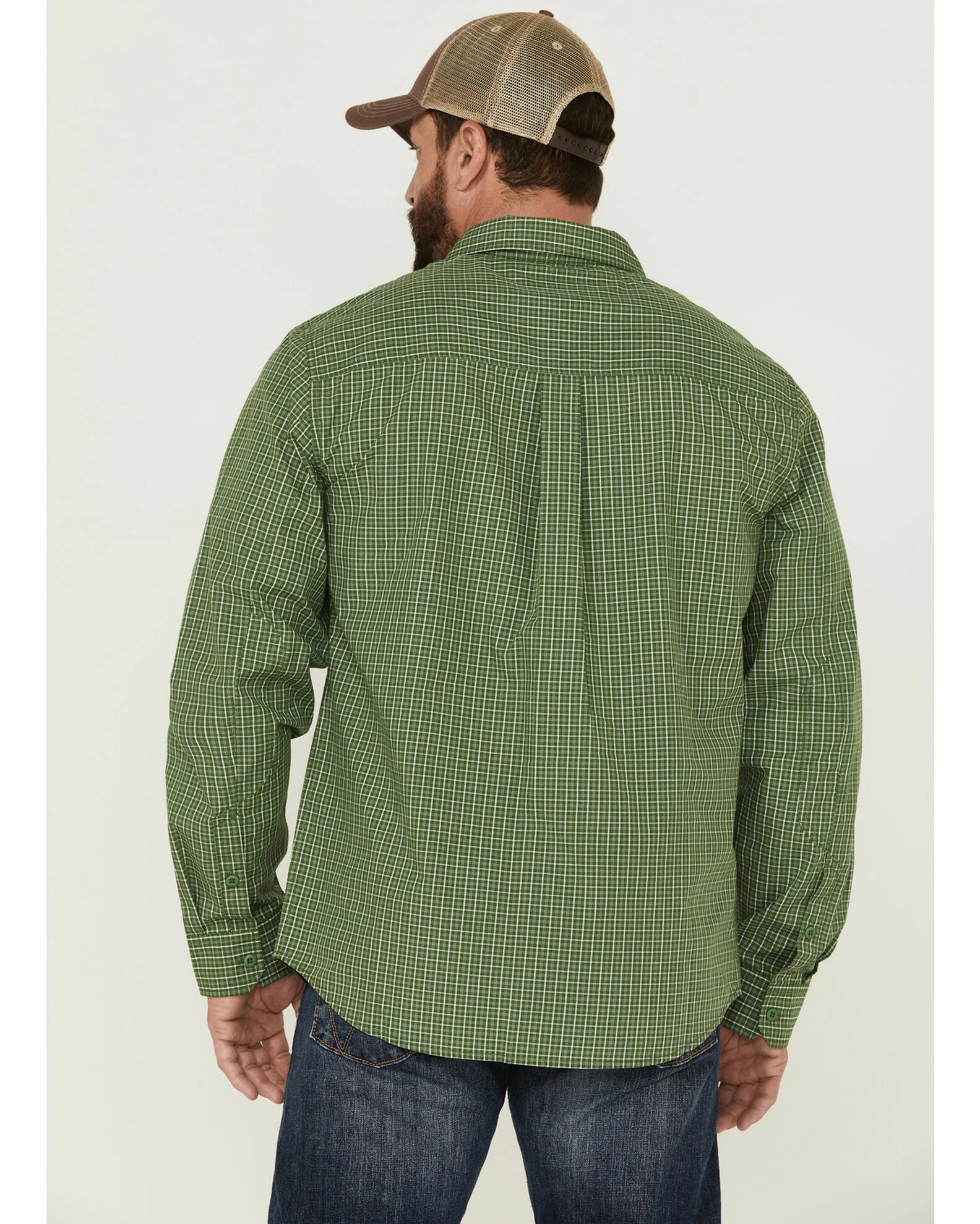 Brothers & Sons Men's Small Plaid Long Sleeve Button-Down Western Shirt Kelly Green 6 Brothers & Sons Men's Small Plaid Long Sleeve Button-Down Western Shirt Kelly Green - Image 4