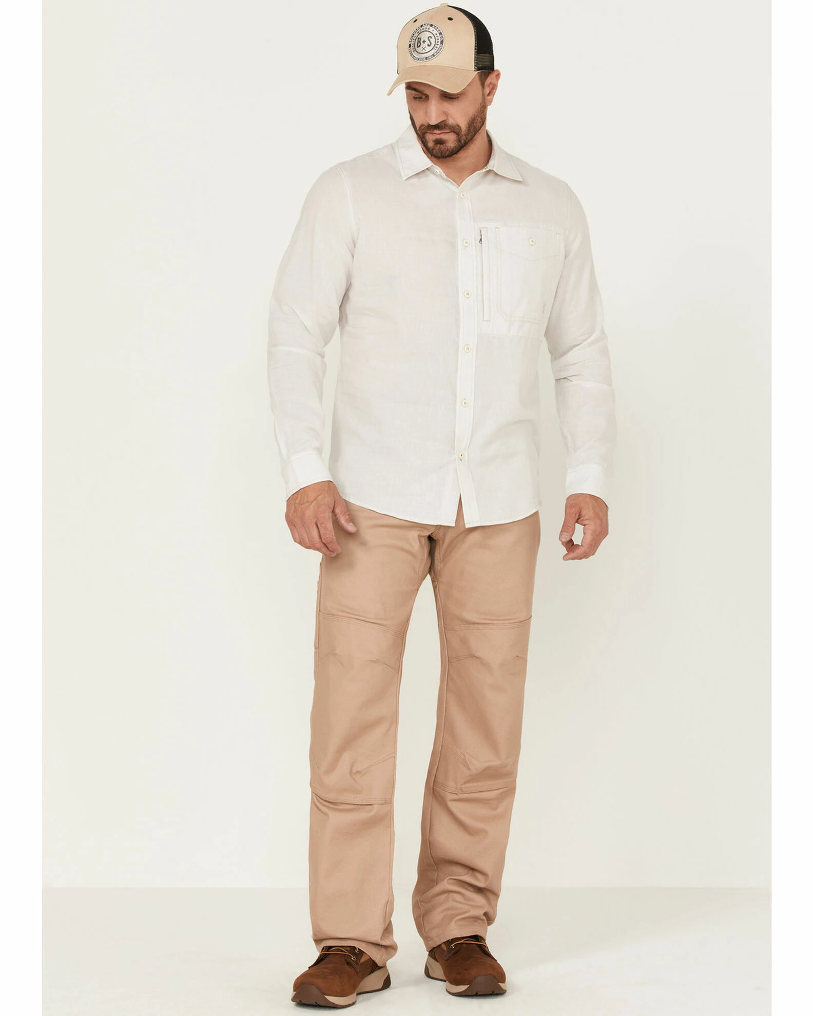 Brothers & Sons Men's Performance Solid Sand Long Sleeve Button-Down Western Shirt 4 Brothers & Sons Men's Performance Solid Sand Long Sleeve Button-Down Western Shirt - Image 2