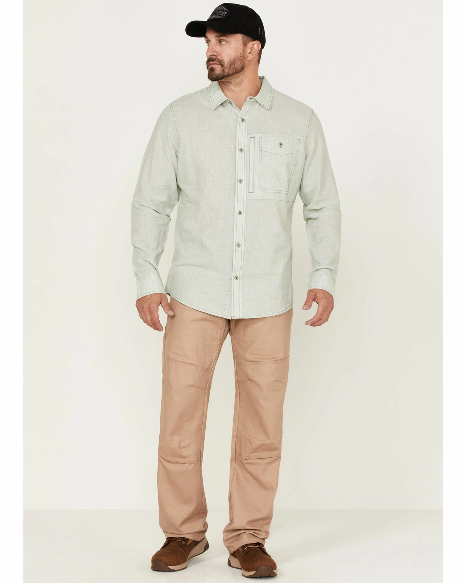 Brothers & Sons Men's Performance Solid Green Long Sleeve Button-Down Western Shirt 4 Brothers & Sons Men's Performance Solid Green Long Sleeve Button-Down Western Shirt - Image 2