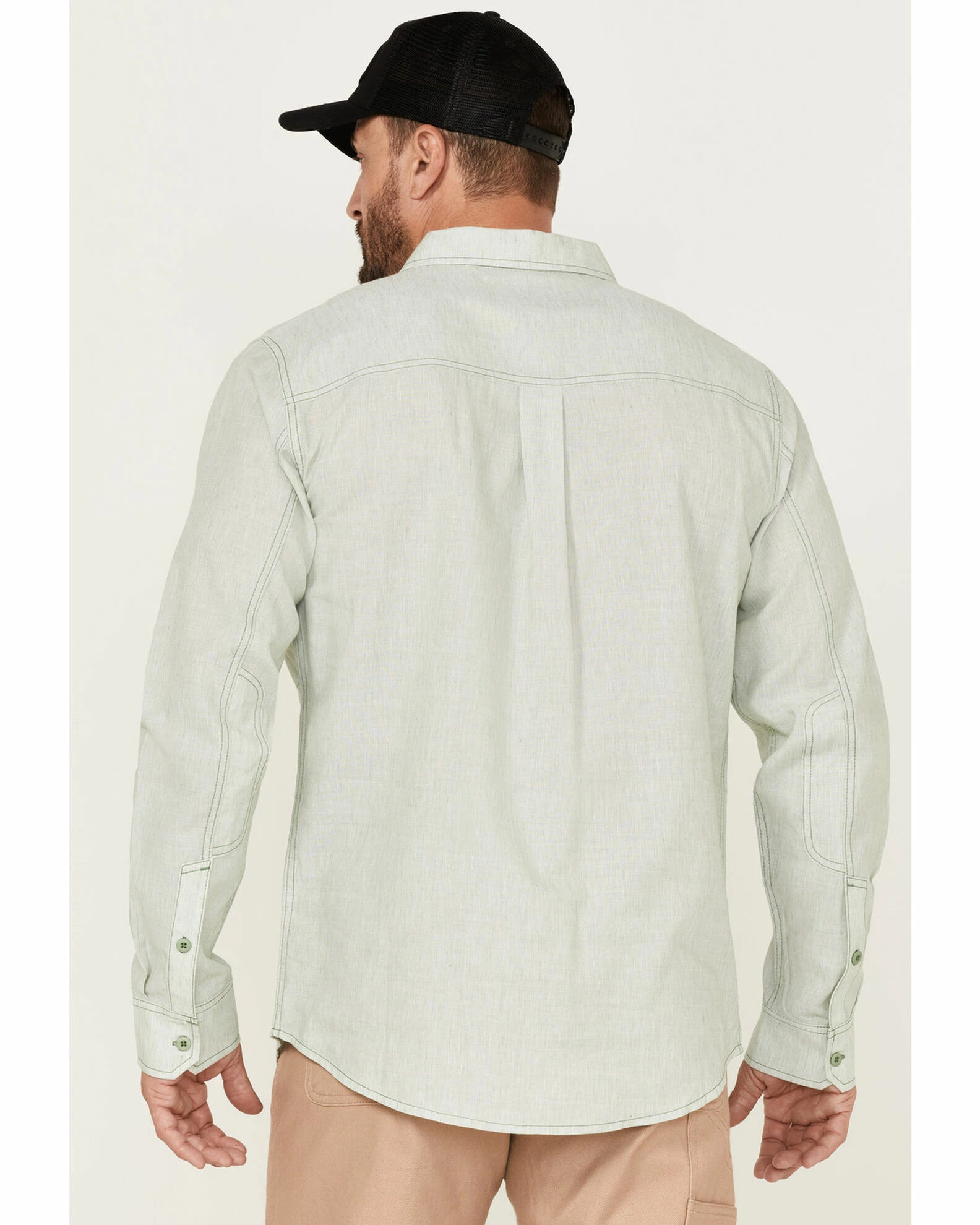 Brothers & Sons Men's Performance Solid Green Long Sleeve Button-Down Western Shirt 6 Brothers & Sons Men's Performance Solid Green Long Sleeve Button-Down Western Shirt - Image 4