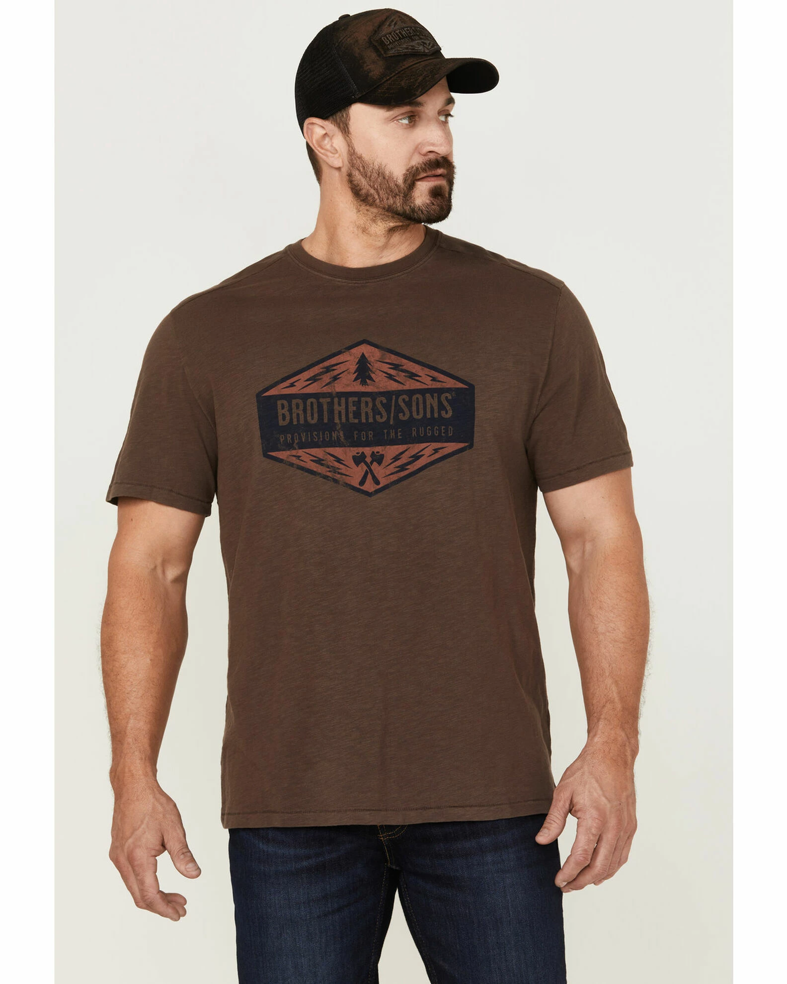 Brothers & Sons Men's Weathered Diamond Logo Slub Graphic T-Shirt 3 Brothers & Sons Men's Weathered Diamond Logo Slub Graphic T-Shirt