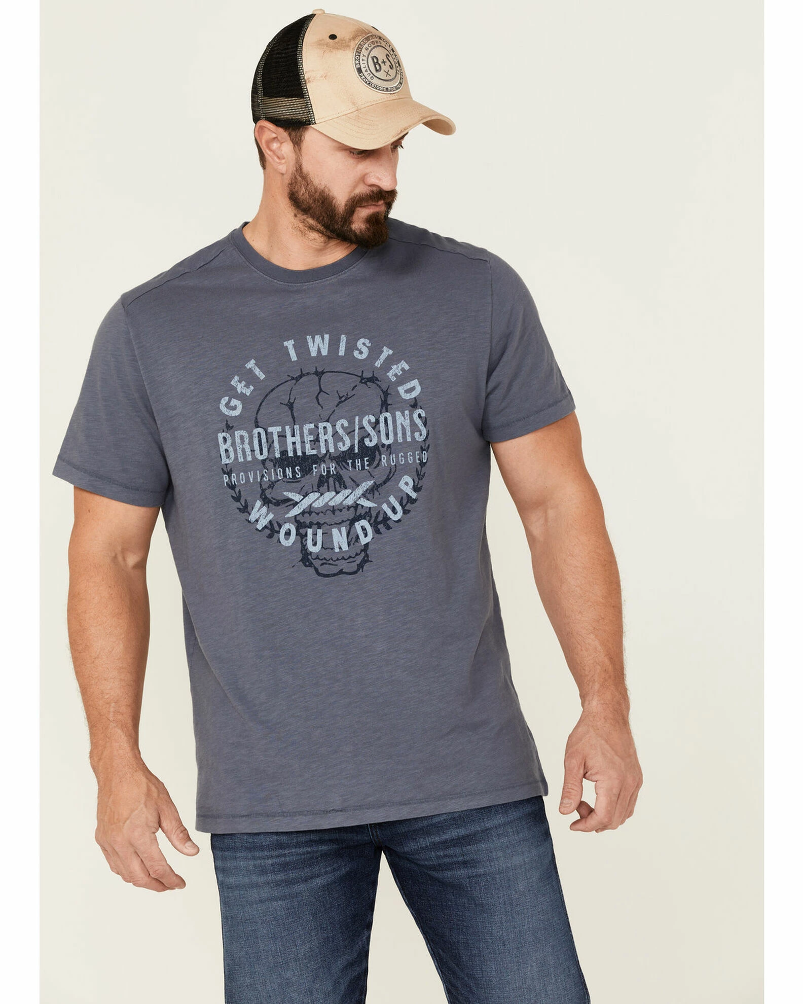 Brothers & Sons Men's Twisted Slub Skull Graphic T-Shirt 3 Brothers & Sons Men's Twisted Slub Skull Graphic T-Shirt