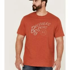 Brothers & Sons Men's Mercentile Light Red Weathered Slub Graphic Short Sleeve T-Shirt 
