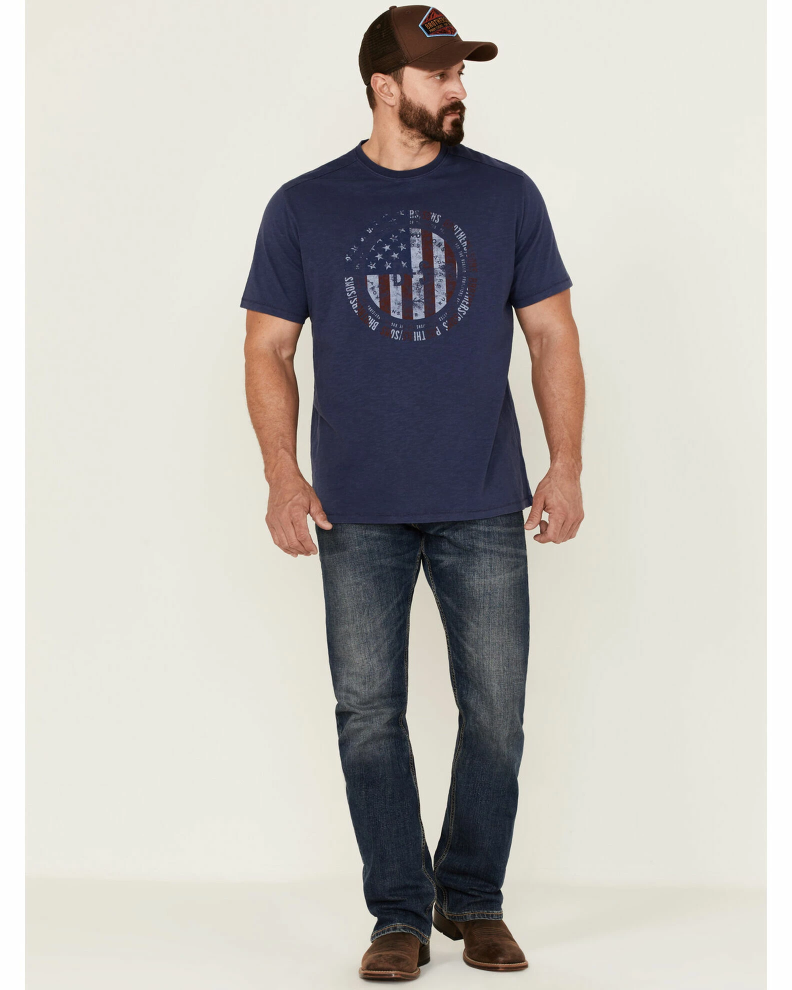 Brothers & Sons Men's Navy Badge Slub Graphic Short Sleeve T-Shirt 4 Brothers & Sons Men's Navy Badge Slub Graphic Short Sleeve T-Shirt - Image 2