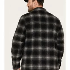Brothers & Sons Men's Wool Full Zip Plaid Print Jacket Black -Brothers + Sons shop 2000373325 001 P4
