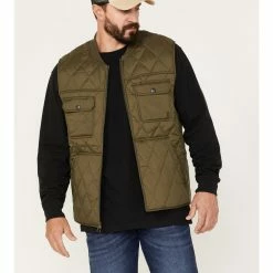 Brothers & Sons Men's Quilted Varsity Vest Olive -Brothers + Sons shop 2000373329 341 P1 1