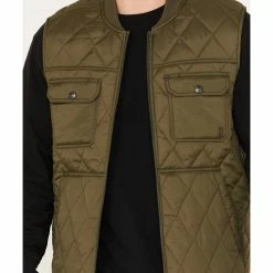 Brothers & Sons Men's Quilted Varsity Vest Olive -Brothers + Sons shop 2000373329 341 P3