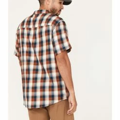 Brothers & Sons Men's Casual Dark Orange Plaid Short Sleeve Button-Down Western Shirt  -Brothers + Sons shop 2000373878 801 P4