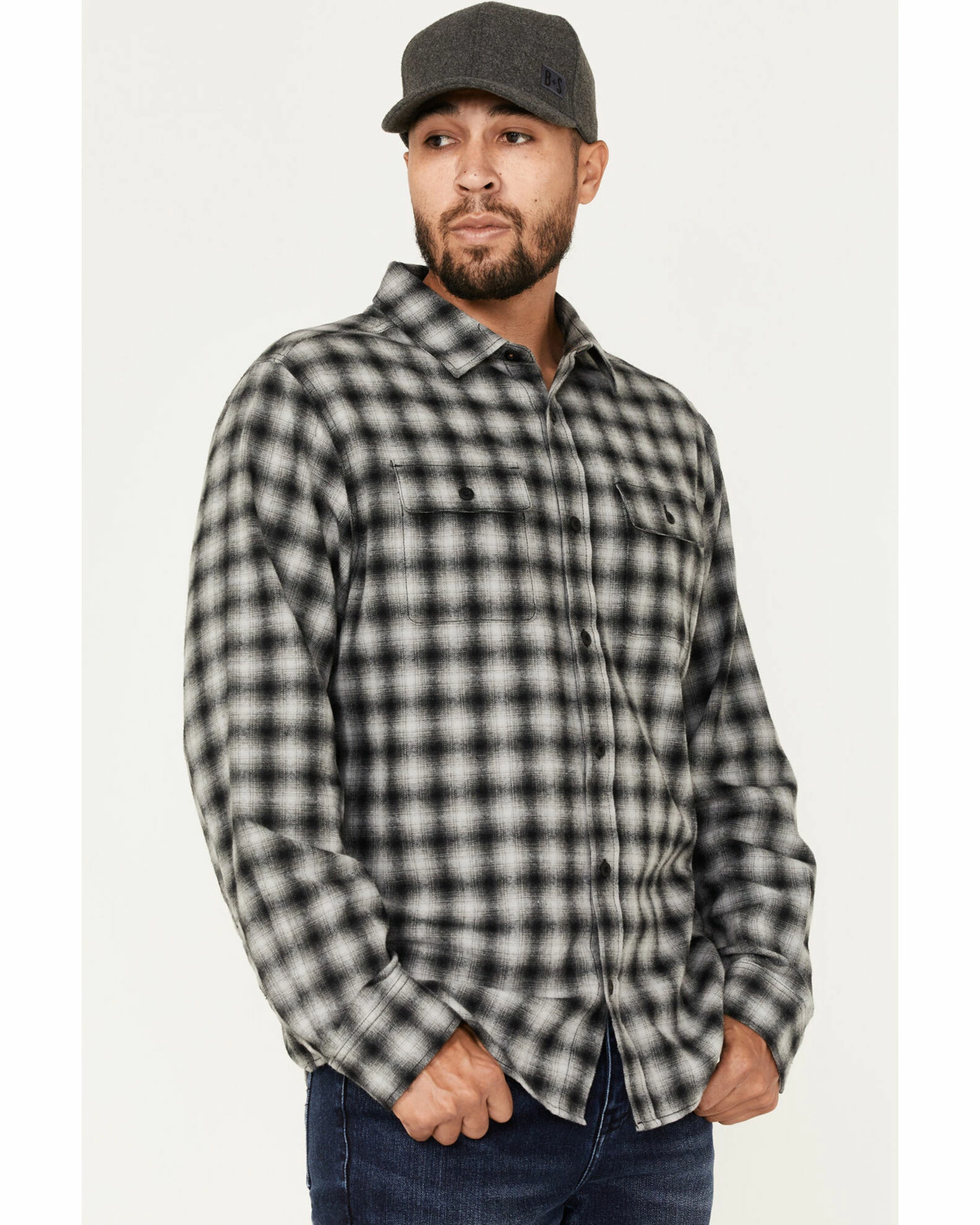 Brothers & Sons Men's Everyday Plaid Button-Down Western Flannel Shirt Black 4 Brothers & Sons Men's Everyday Plaid Button-Down Western Flannel Shirt Black - Image 2