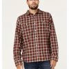 Brothers & Sons Men's Everyday Burgundy Plaid Long Sleeve Button-Down Western Flannel Shirt  -Brothers + Sons shop 2000373911 640 P1