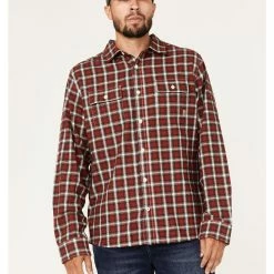 Brothers & Sons Men's Everyday Burgundy Plaid Long Sleeve Button-Down Western Flannel Shirt 