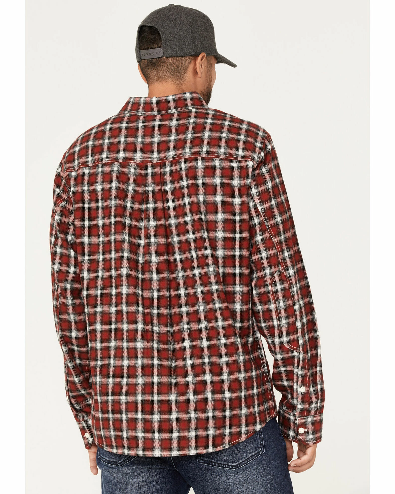 Brothers & Sons Men's Everyday Burgundy Plaid Long Sleeve Button-Down Western Flannel Shirt 6 Brothers & Sons Men's Everyday Burgundy Plaid Long Sleeve Button-Down Western Flannel Shirt - Image 4