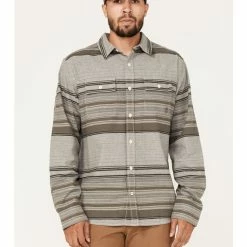 Brothers & Sons Men's Fineline Stripe Everyday Long Sleeve Button-Down Western Flannel Shirt  Sand