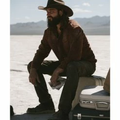 Brothers & Sons Men's Tencel Plaid Long Sleeve Button-Down Western Shirt  Dark Orange