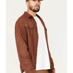 Brothers & Sons Men's Tencel Plaid Long Sleeve Button-Down Western Shirt  Dark Orange -Brothers + Sons shop 2000374009 442 P3