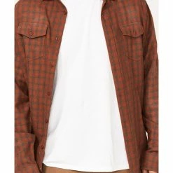 Brothers & Sons Men's Tencel Plaid Long Sleeve Button-Down Western Shirt  Dark Orange -Brothers + Sons shop 2000374009 442 P4