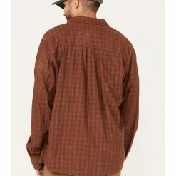 Brothers & Sons Men's Tencel Plaid Long Sleeve Button-Down Western Shirt  Dark Orange -Brothers + Sons shop 2000374009 442 P5