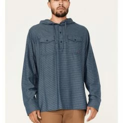 Brothers & Sons Men's Striped Pullover Hooded Long Sleeve Western Flannel Shirt  Blue -Brothers + Sons shop 2000374011 400 P1 1