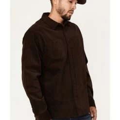 Brothers & Sons Men's Solid Corduroy Button-Down Western Shirt  Dark Brown -Brothers + Sons shop 2000374012 201 P2