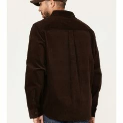 Brothers & Sons Men's Solid Corduroy Button-Down Western Shirt  Dark Brown -Brothers + Sons shop 2000374012 201 P4
