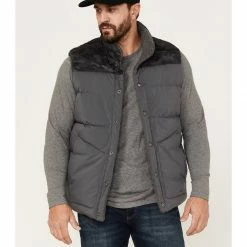 Brothers & Sons Men's Reversible Sherpa Down Vest Black