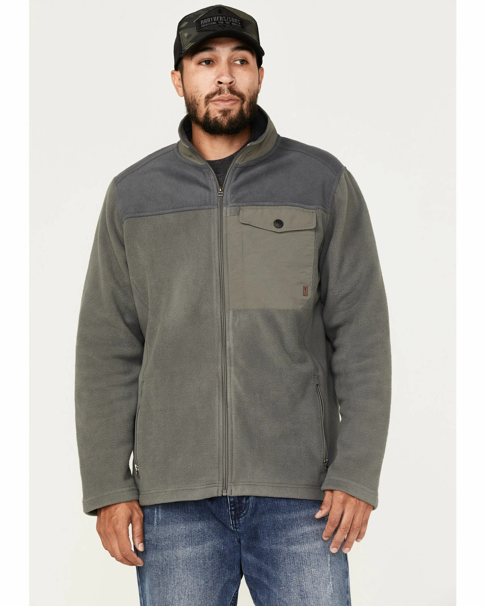 Brothers & Sons Men's Color Block Polar Fleece Jacket Steel 3 Brothers & Sons Men's Color Block Polar Fleece Jacket Steel