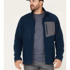 Brothers & Sons Men's Polar Fleece Zip Sweatshirt Blue