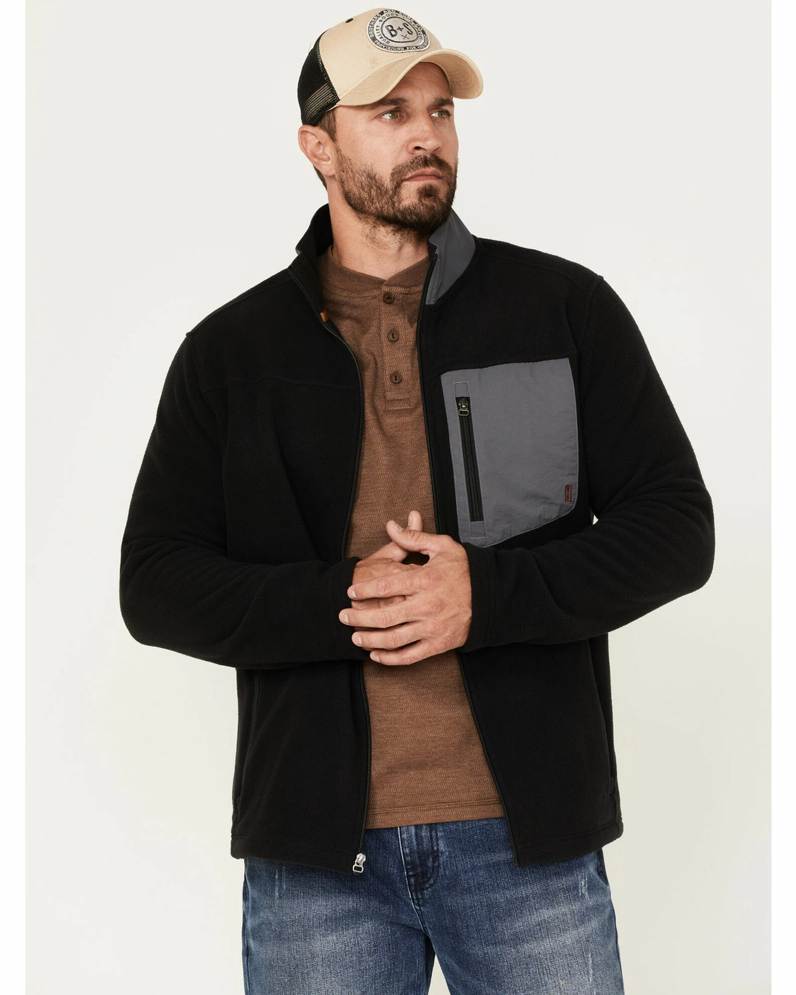 Brothers & Sons Men's Polar Fleece Zip Sweatshirt Black 3 Brothers & Sons Men's Polar Fleece Zip Sweatshirt Black