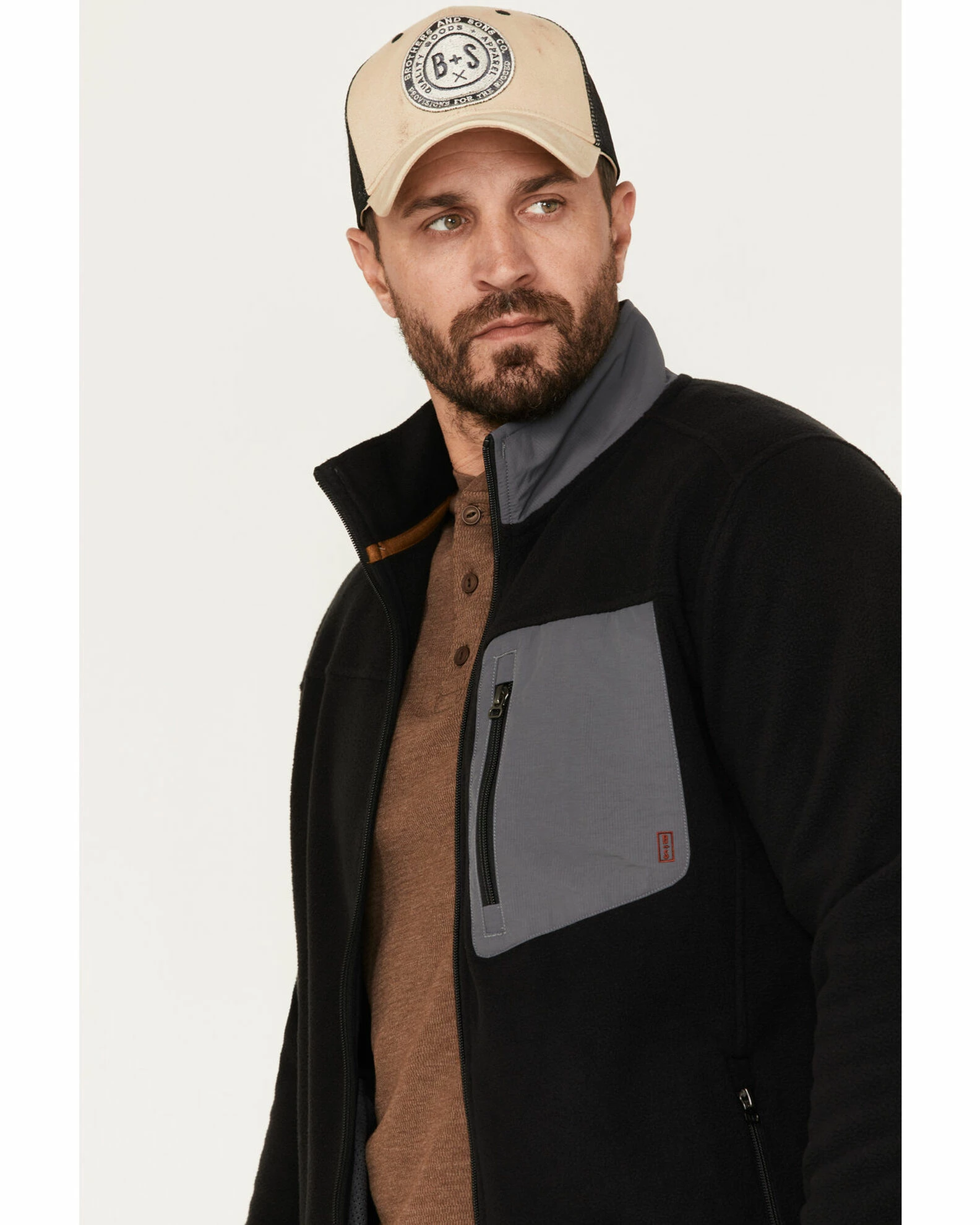 Brothers & Sons Men's Polar Fleece Zip Sweatshirt Black 4 Brothers & Sons Men's Polar Fleece Zip Sweatshirt Black - Image 2