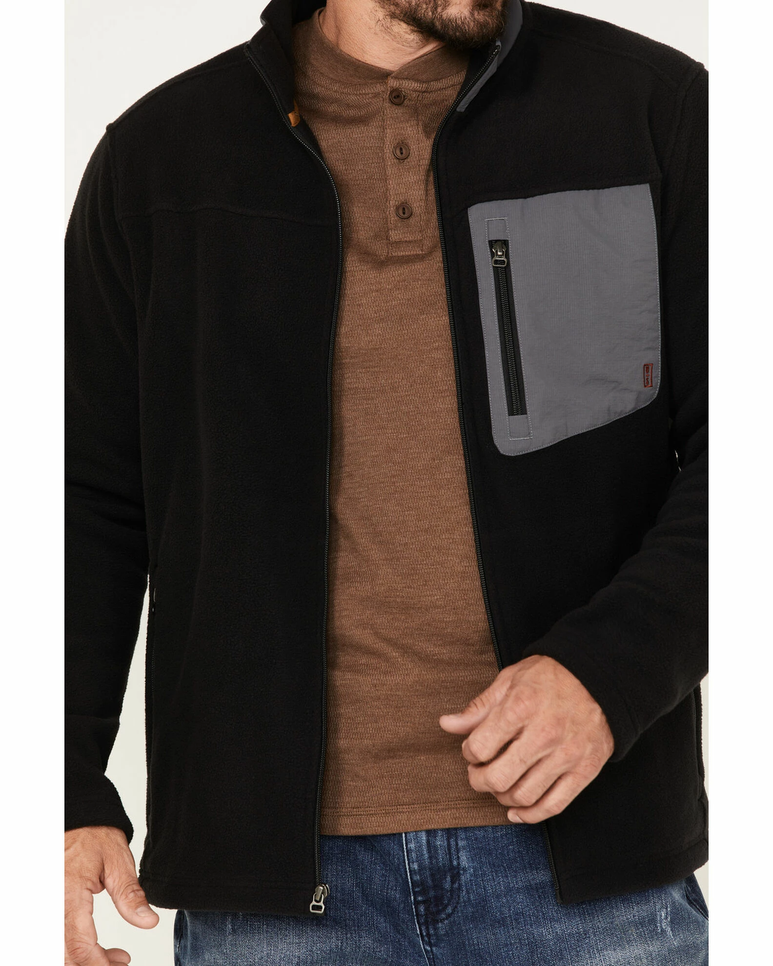 Brothers & Sons Men's Polar Fleece Zip Sweatshirt Black 5 Brothers & Sons Men's Polar Fleece Zip Sweatshirt Black - Image 3