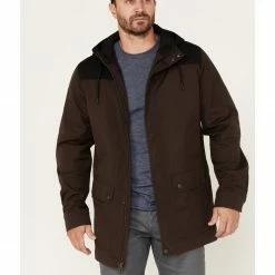 Brothers & Sons Men's Waxed Canvas Cruiser Hooded Jacket Dark Brown