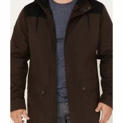 Brothers & Sons Men's Waxed Canvas Cruiser Hooded Jacket Dark Brown -Brothers + Sons shop 2000374850 201 P3