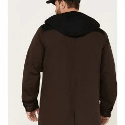 Brothers & Sons Men's Waxed Canvas Cruiser Hooded Jacket Dark Brown -Brothers + Sons shop 2000374850 201 P4