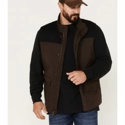 Brothers & Sons Men's Waxed Canvas Field Vest Dark Brown