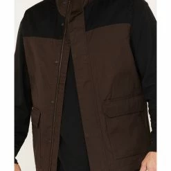Brothers & Sons Men's Waxed Canvas Field Vest Dark Brown -Brothers + Sons shop 2000374853 201 P3