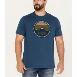 Brothers & Sons Men's Mountain Range Circle Graphic T-Shirt  Blue
