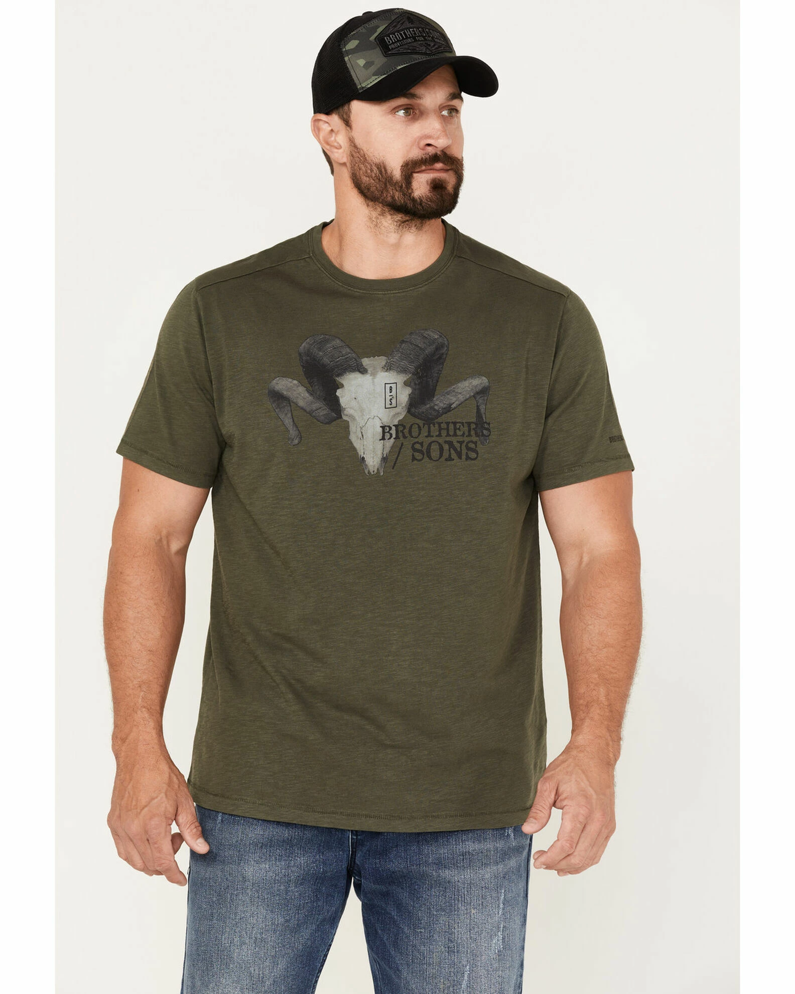 Brothers & Sons Men's Longhorn Skull Logo Graphic T-Shirt 3 Brothers & Sons Men's Longhorn Skull Logo Graphic T-Shirt