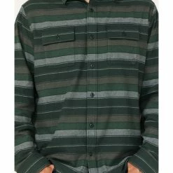 Brothers & Sons Men's Novelty Stripe Long Sleeve Button-Down Western Flannel Shirt  Forest Green -Brothers + Sons shop 2000374900 355 P3