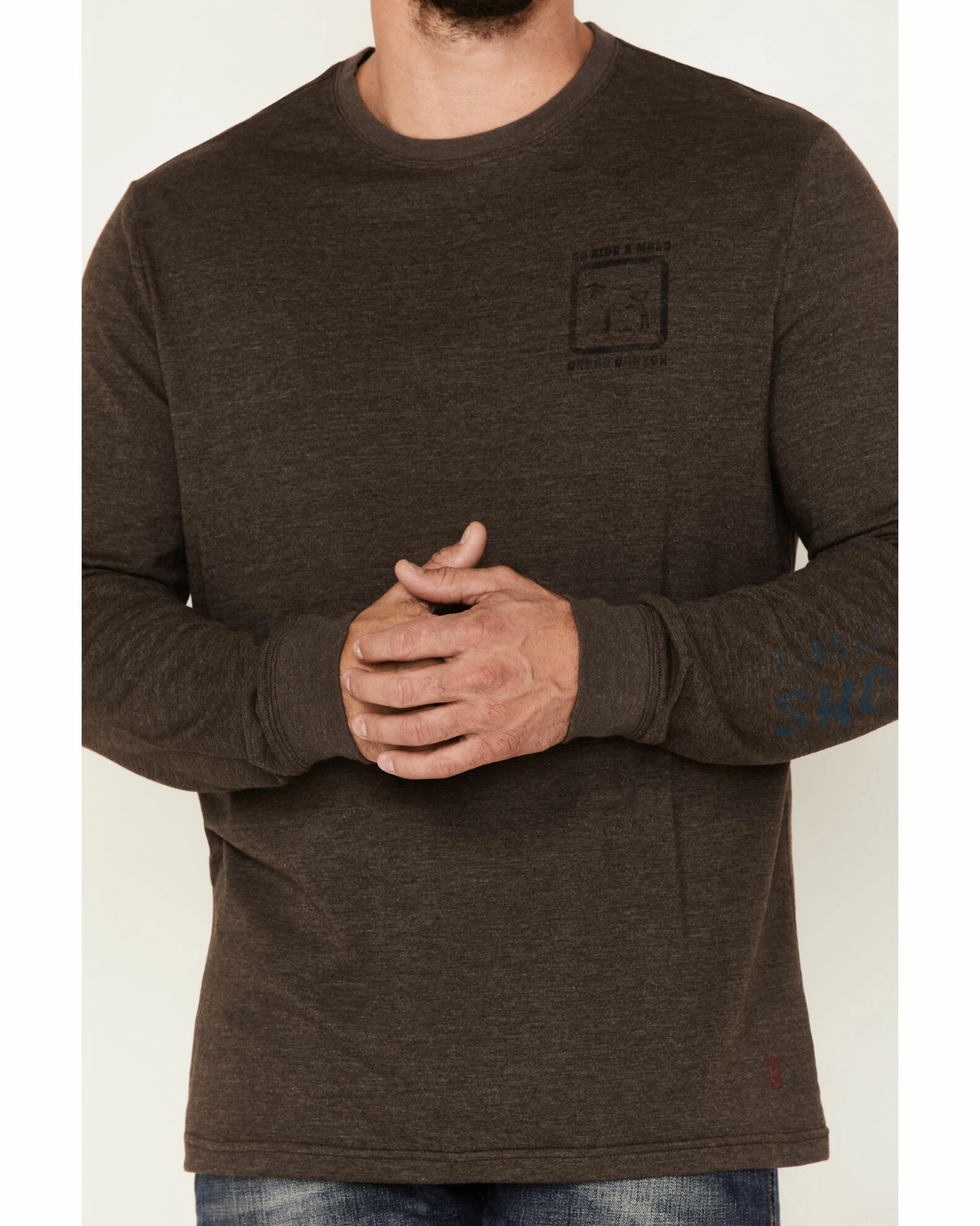 Brothers & Sons Men's Ride A Mule Long Sleeve T-Shirt Dark Brown 5 Brothers & Sons Men's Ride A Mule Long Sleeve T-Shirt Dark Brown - Image 3