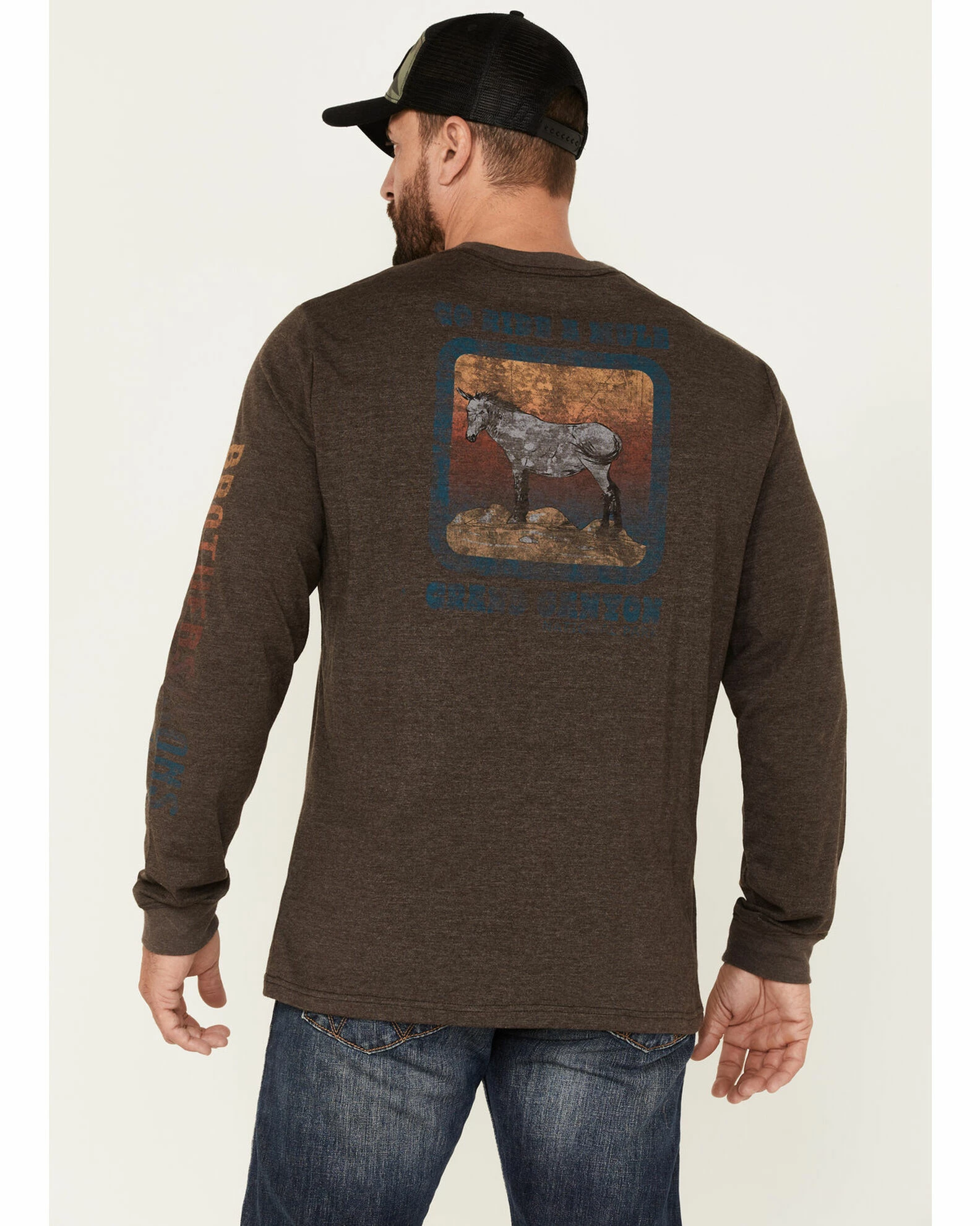 Brothers & Sons Men's Ride A Mule Long Sleeve T-Shirt Dark Brown 6 Brothers & Sons Men's Ride A Mule Long Sleeve T-Shirt Dark Brown - Image 4