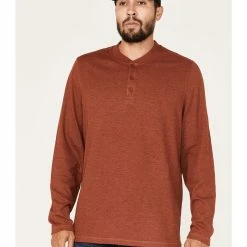 Brothers & Sons Men's Henley Thermal T-Shirt  Dark Orange