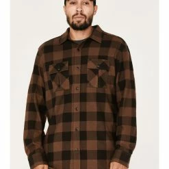 Brothers & Sons Men's Large Jacquard Plaid Button-Down Western Shirt  Brown -Brothers + Sons shop 2000375556 200 P1 1