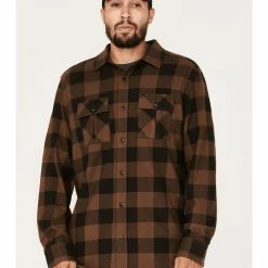 Brothers & Sons Men's Large Jacquard Plaid Button-Down Western Shirt  Brown